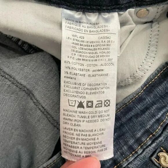 Levi’s Denizen Modern Skinny Crop Denim Blue Button Closure Rolled Hem S #1190 - Picture 9 of 12